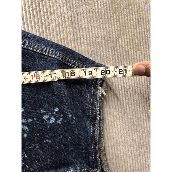 Levi Denim Sleeveless Vest Jacket Size XXL Bleached Stained Factory Destroyed - Picture 8 of 15